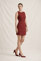 Burgundy Linen Mini Dress