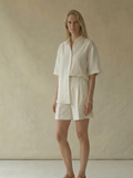White Linen Shirt & Shorts Set