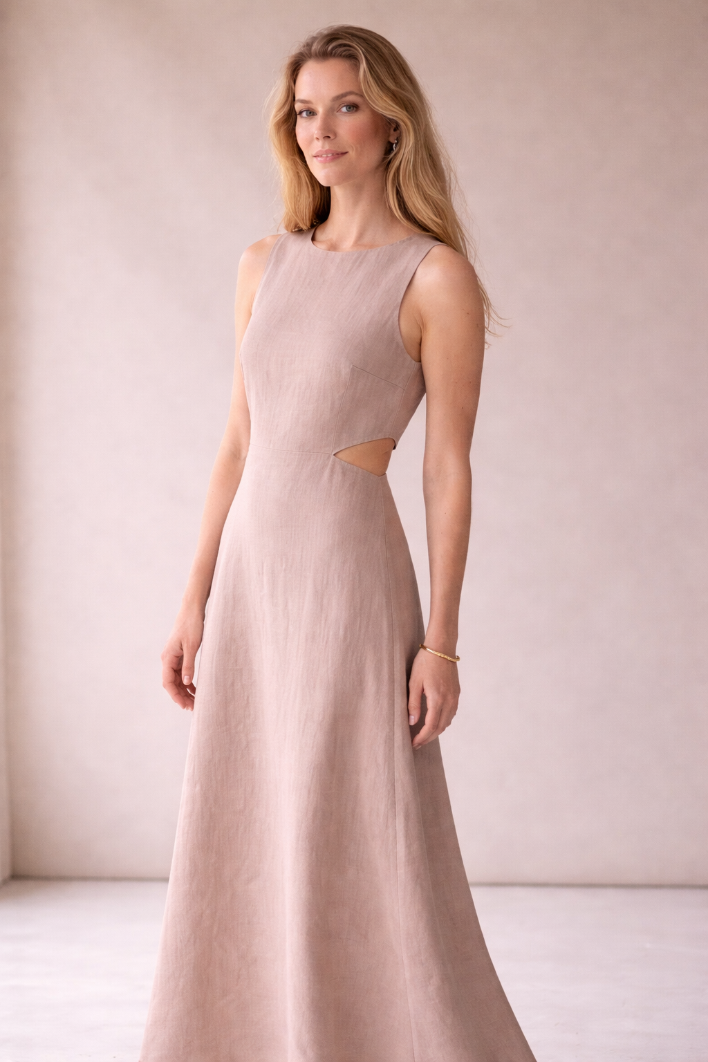 Pink Linen Maxi Dress