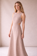 Pink Linen Maxi Dress