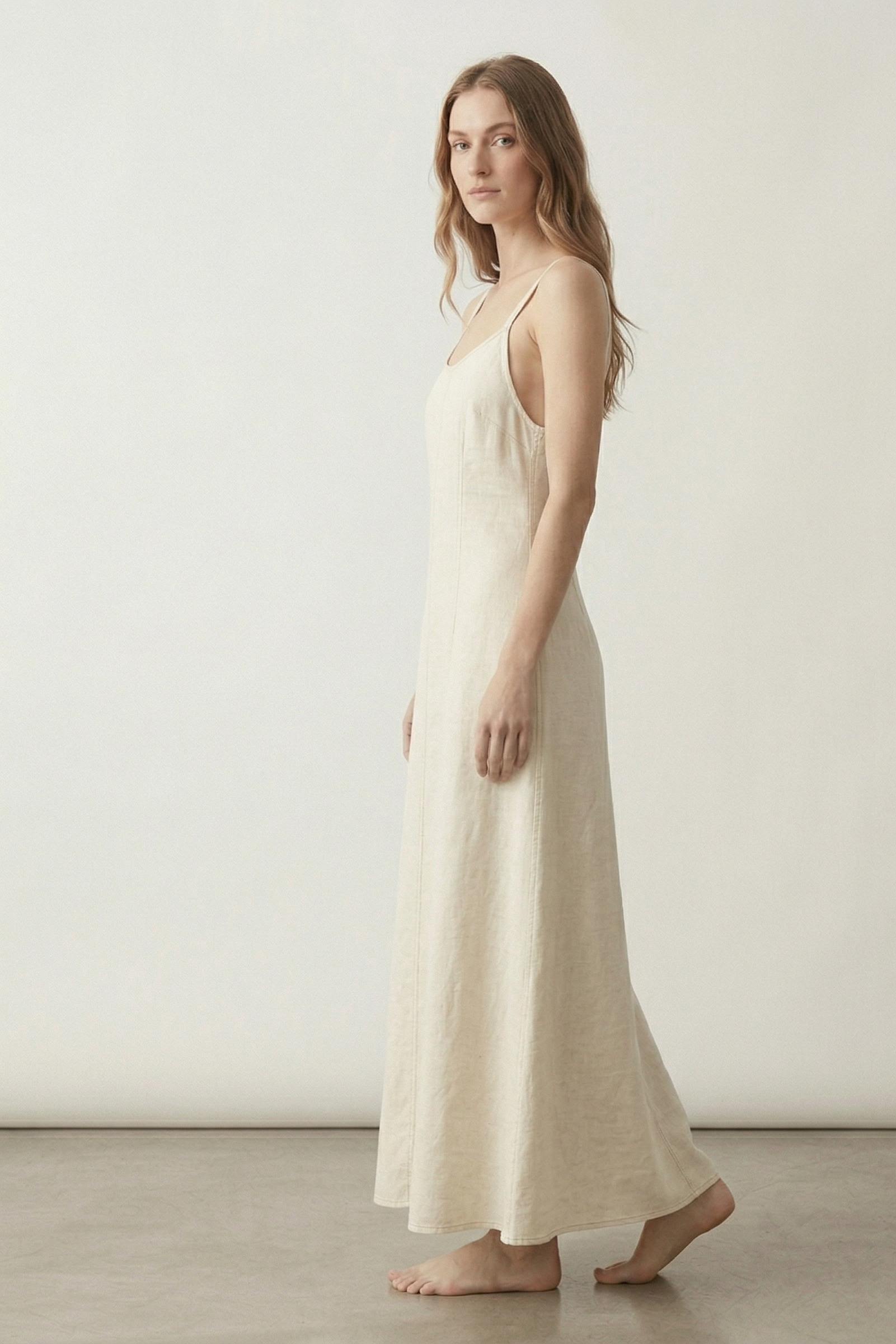Ivory Linen Maxi Dress