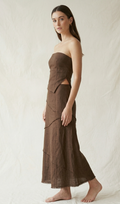 Chocolate Brown Linen Maxi Dress