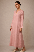 Blush Pink Linen Maxi Dress