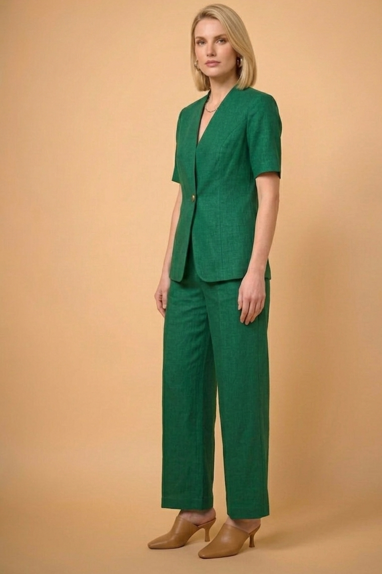 Emerald Green Linen Co-Ord Set for Women