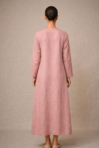Blush Pink Linen Maxi Dress