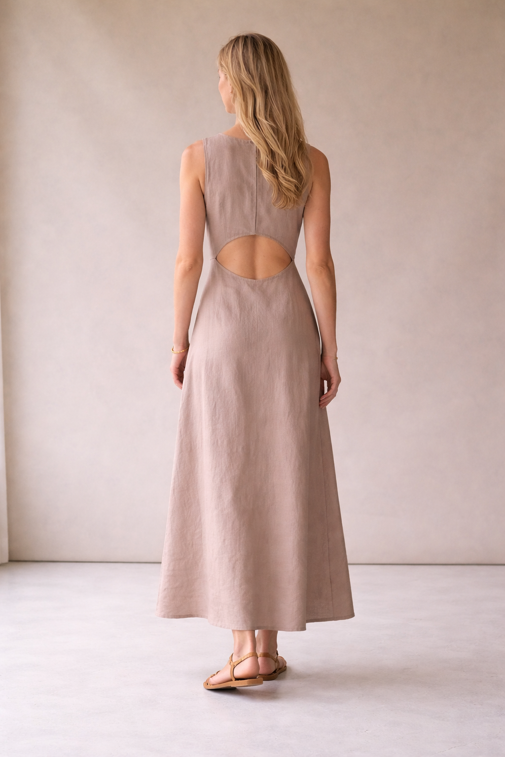Pink Linen Maxi Dress