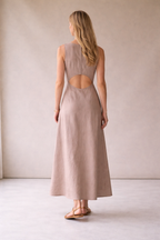Pink Linen Maxi Dress