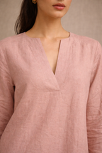 Blush Pink Linen Maxi Dress