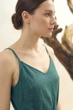 Teal Linen Wrap Dress