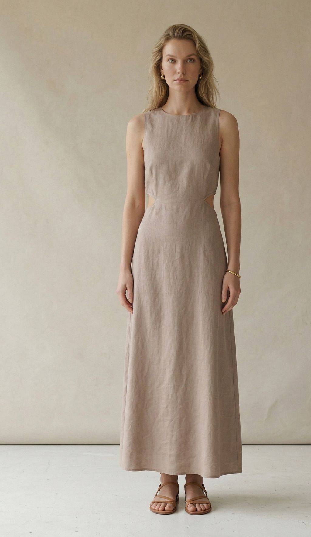 Natural Linen Maxi Dress
