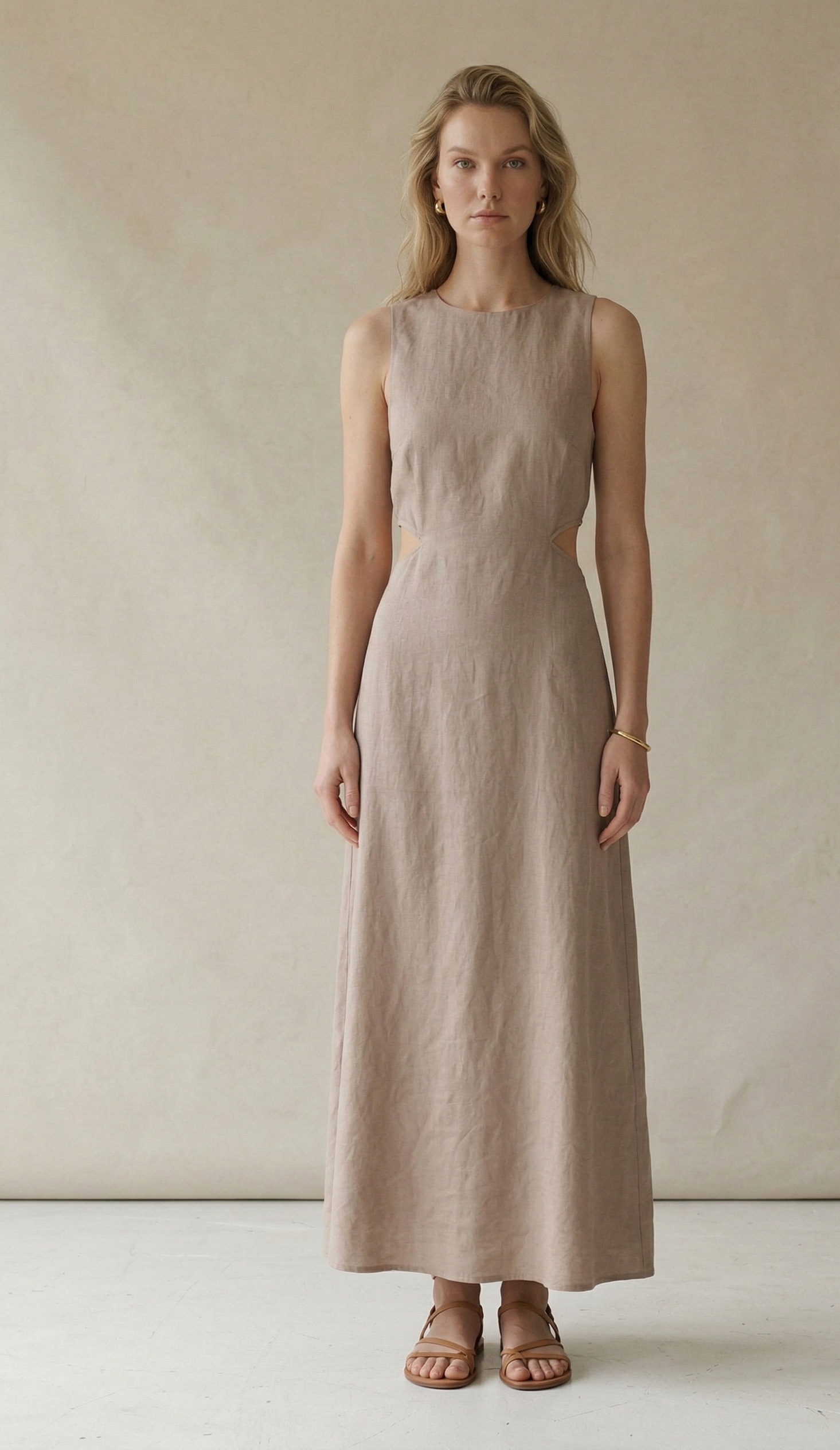 Natural Linen Maxi Dress