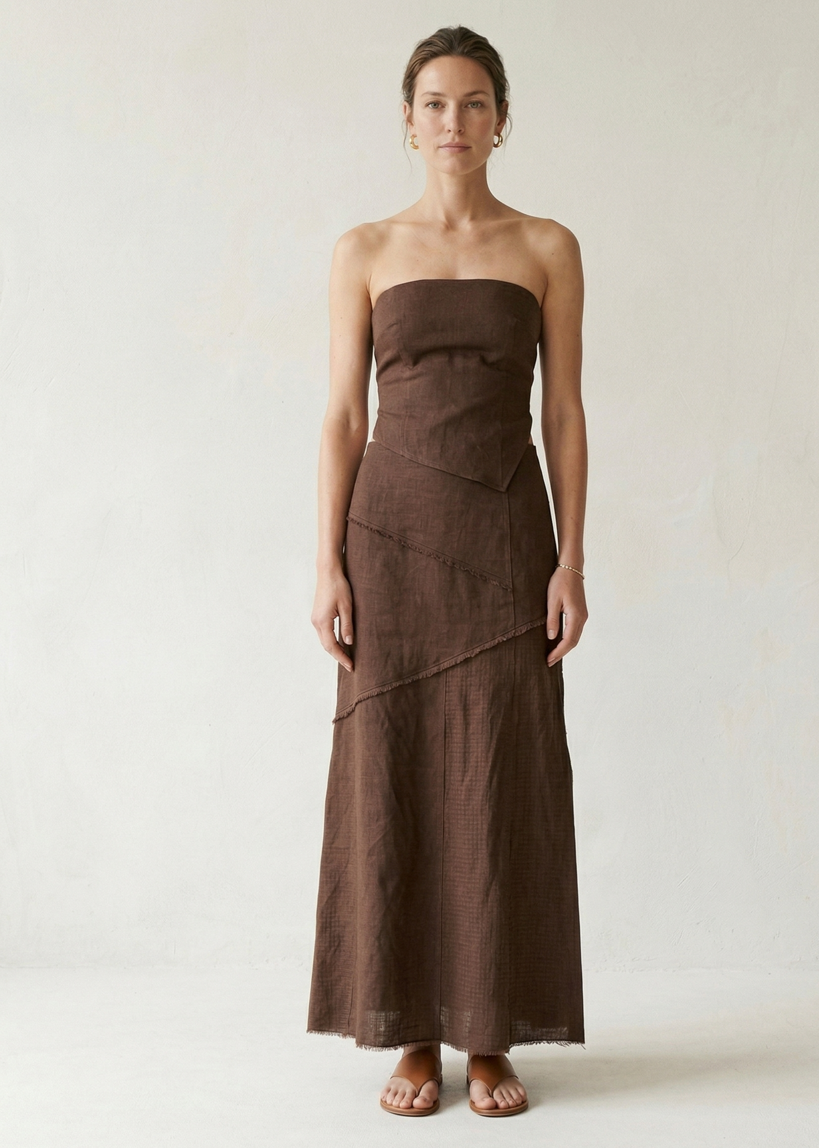 Chocolate Brown Linen Maxi Dress