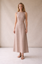 Pink Linen Maxi Dress
