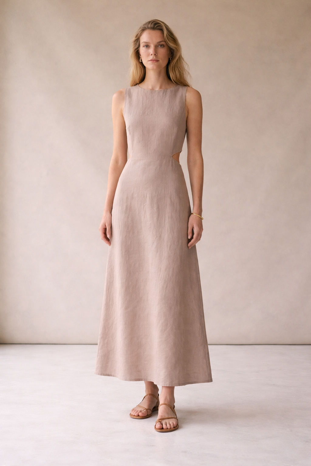 Pink Linen Maxi Dress