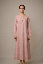Blush Pink Linen Maxi Dress