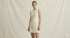 White & Cream Linen Colour Block Mini Dress