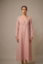 Blush Pink Linen Maxi Dress