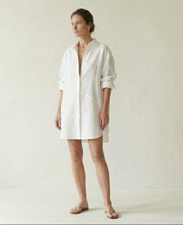 White Linen Shirt Dress