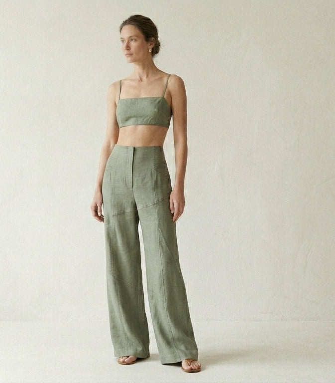 Sage Green Linen Matching Set