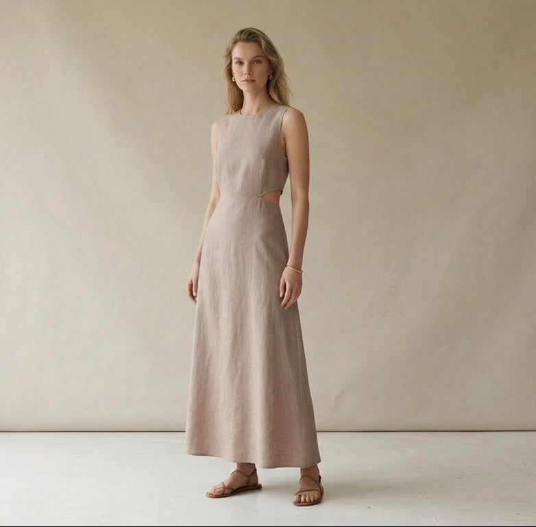 Natural Linen Maxi Dress