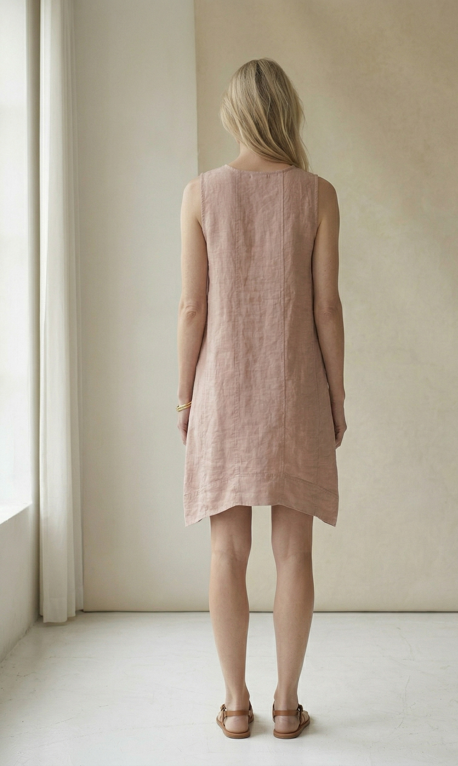 Dusty Pink Linen Shift Dress