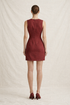 Burgundy Linen Mini Dress