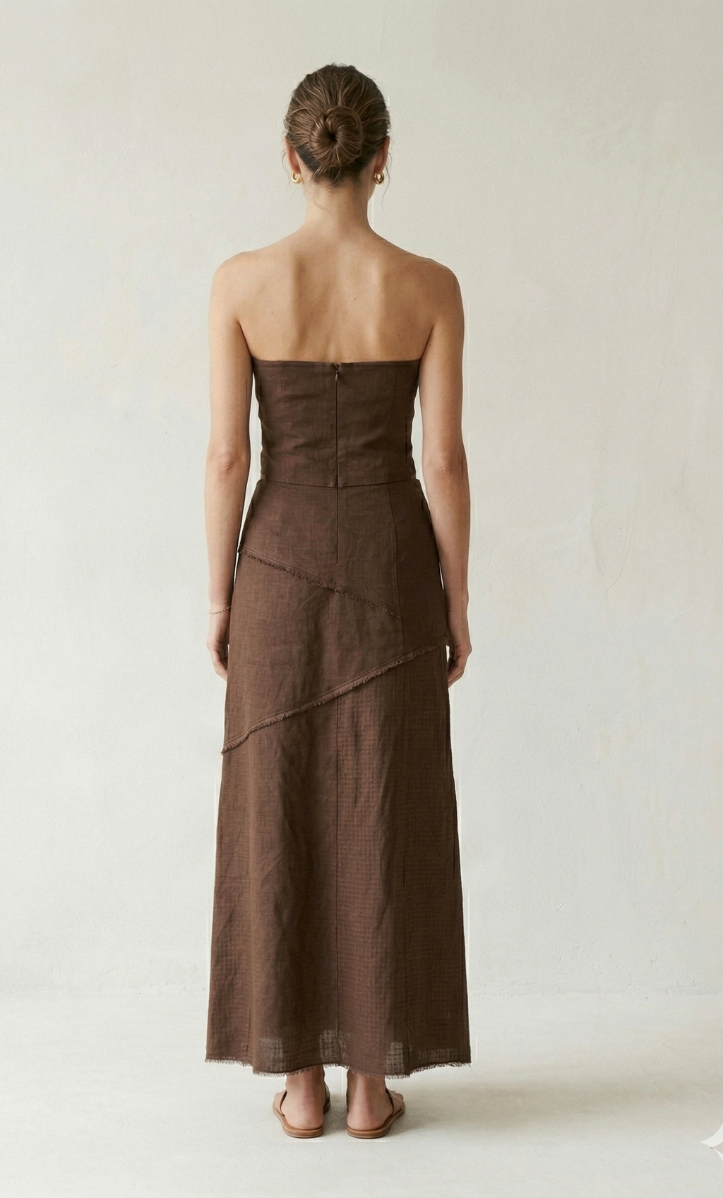 Chocolate Brown Linen Maxi Dress