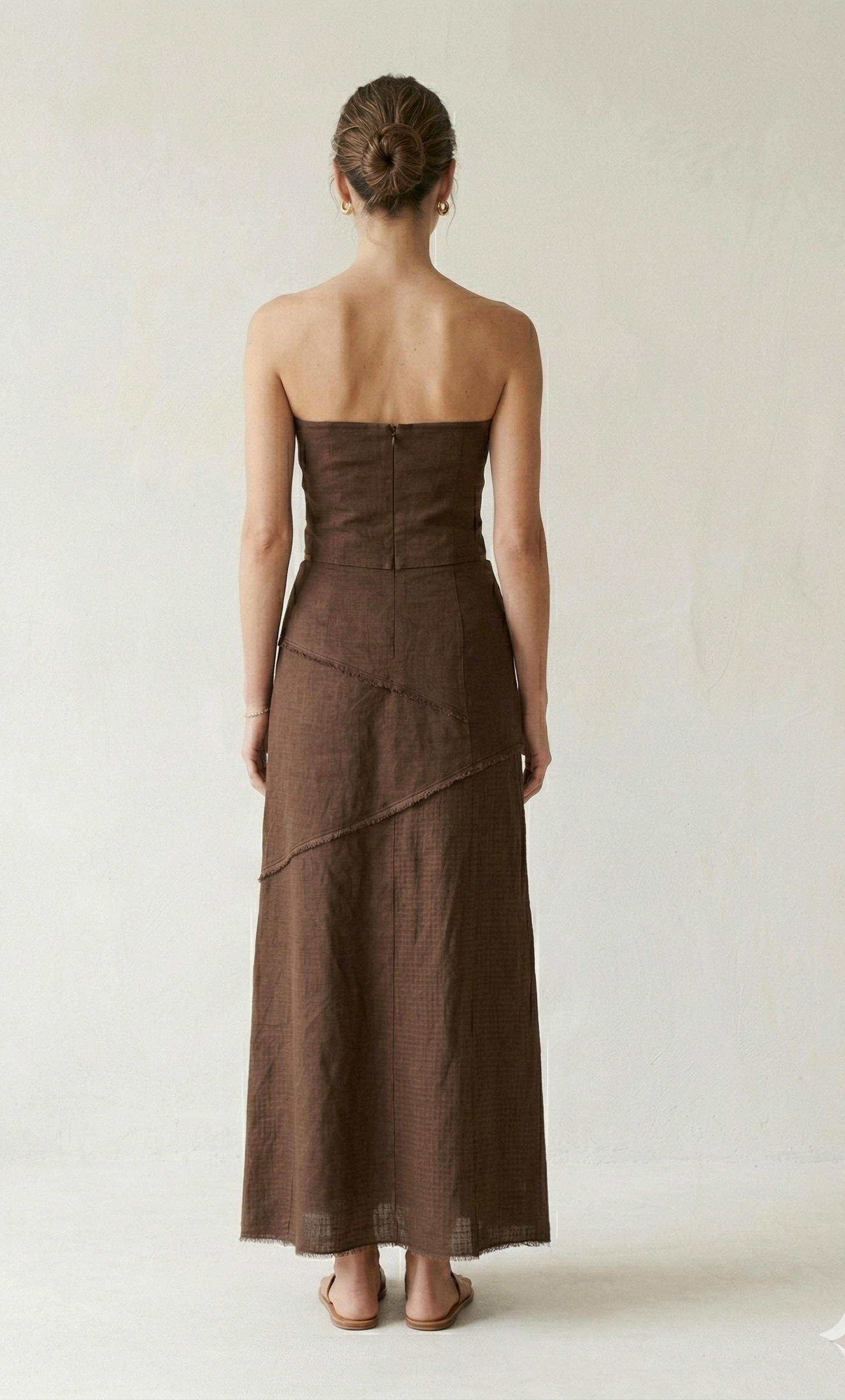 Chocolate Brown Linen Maxi Dress