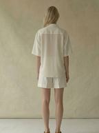 White Linen Shirt & Shorts Set