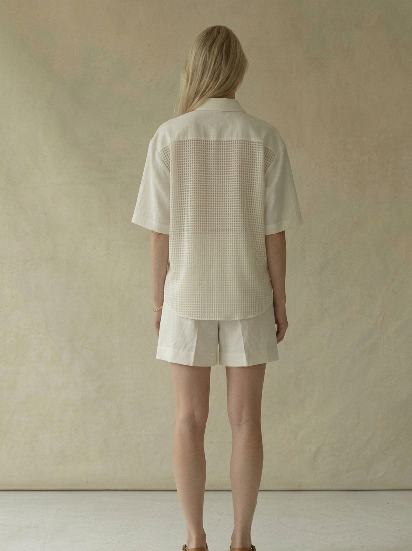 White Linen Shirt & Shorts Set