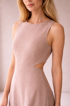 Pink Linen Maxi Dress
