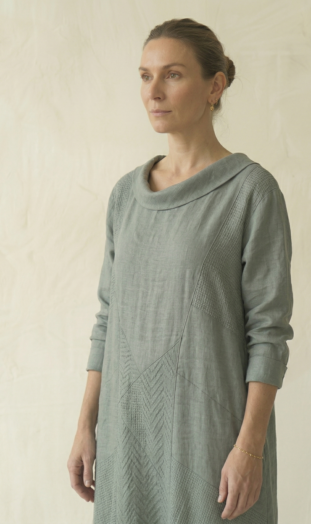 Steel Blue Linen One Shoulder Maxi Dress