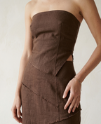 Chocolate Brown Linen Maxi Dress
