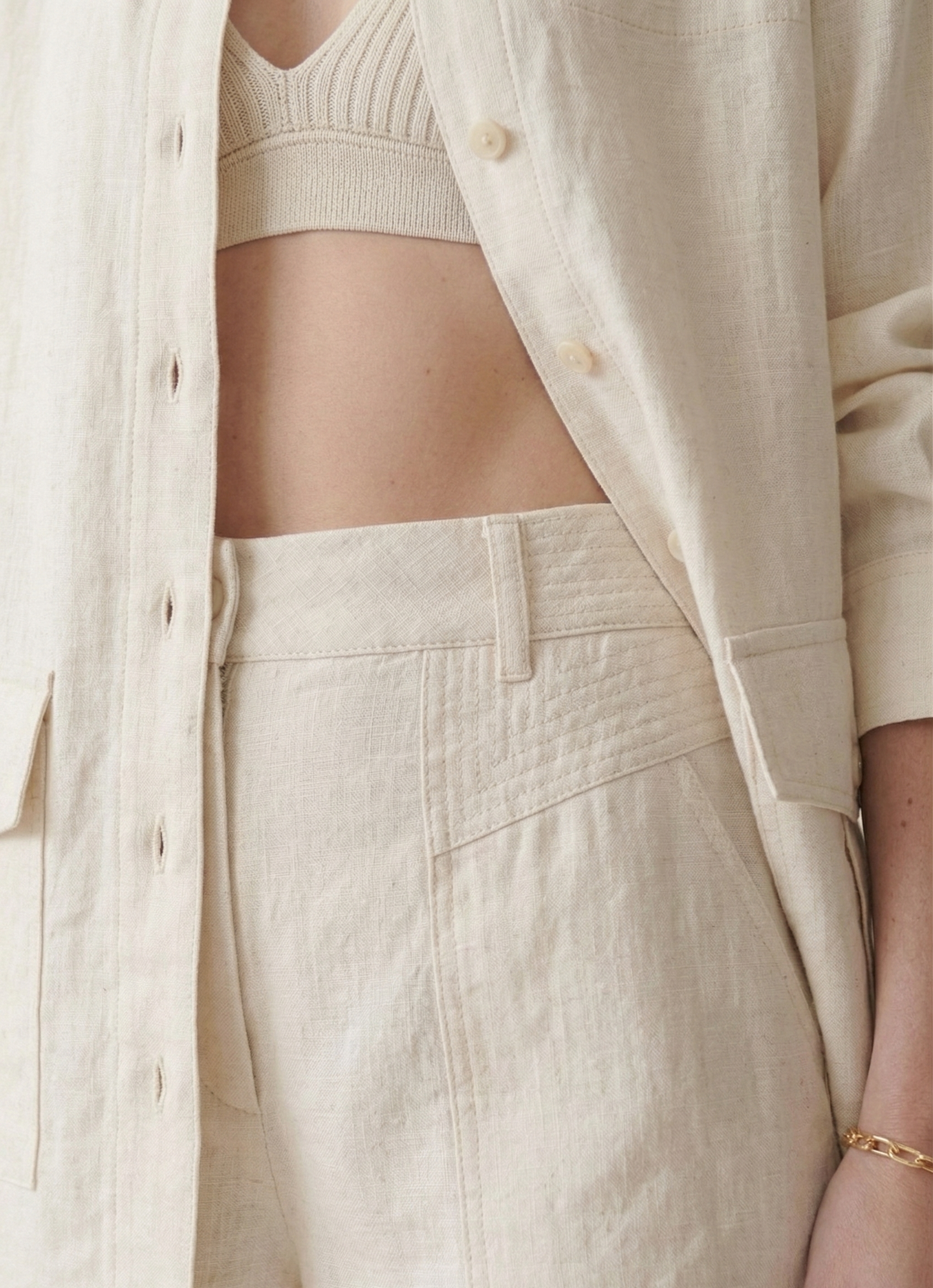 Ivory Linen Co-ord Set for Women