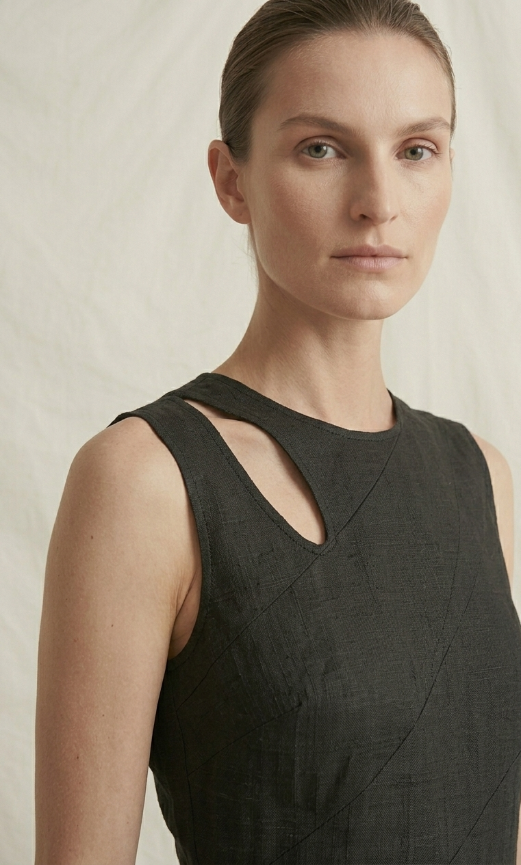 Black Linen Mini Dress