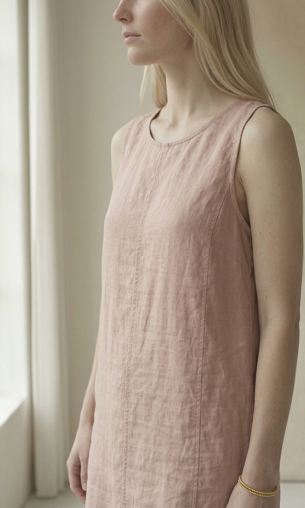 Dusty Pink Linen Shift Dress