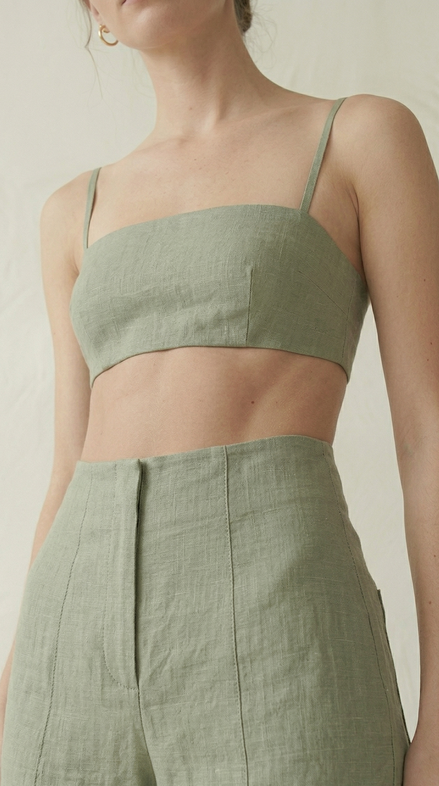 Sage Green Linen Matching Set
