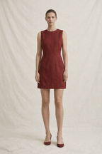 Burgundy Linen Mini Dress