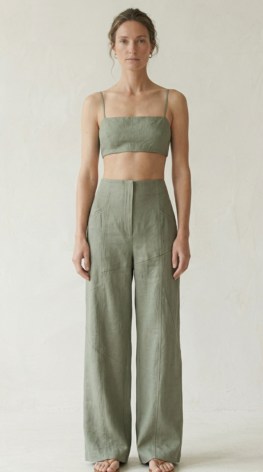 Sage Green Linen Matching Set