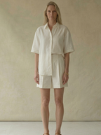 White Linen Shirt & Shorts Set