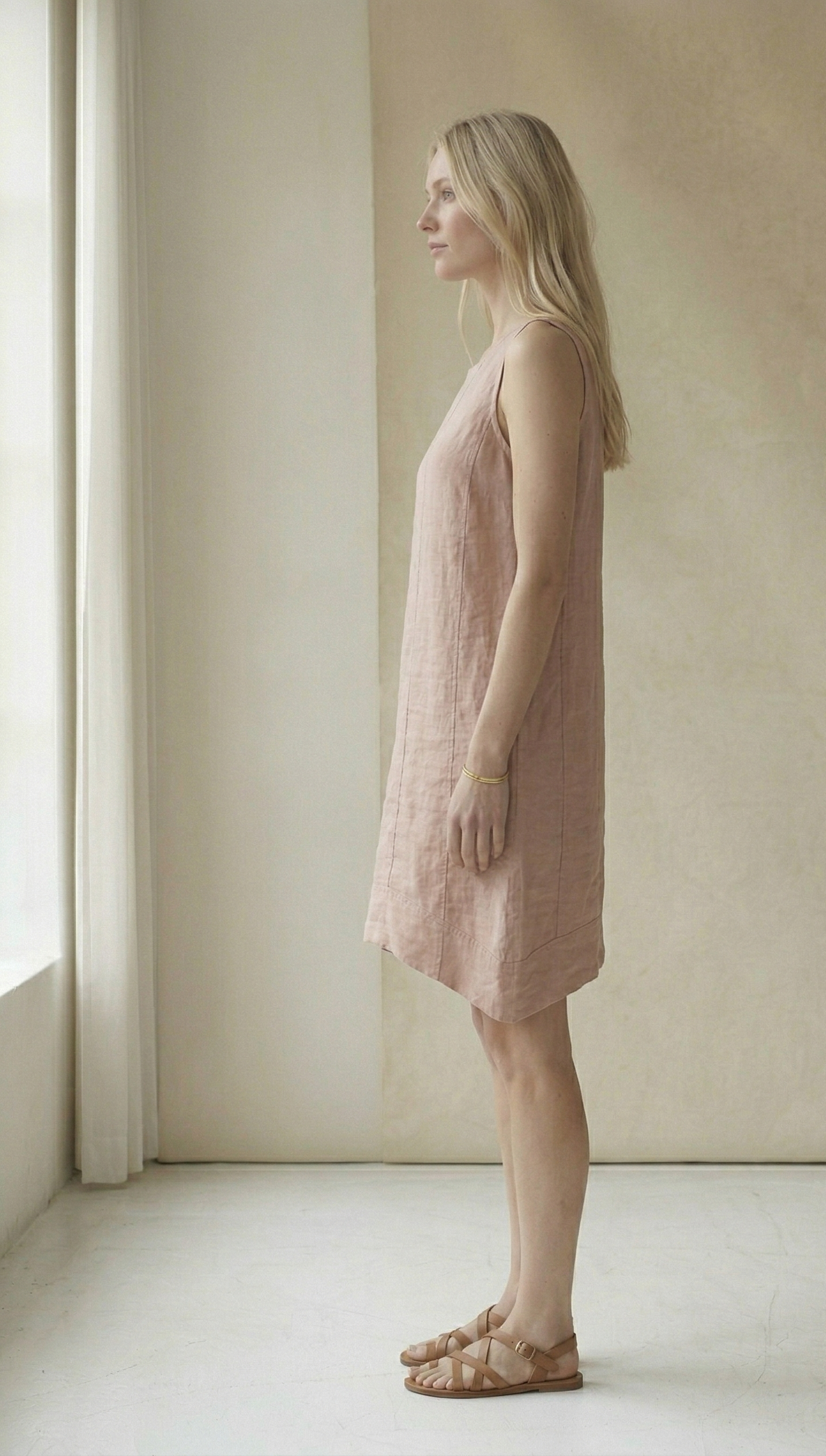 Dusty Pink Linen Shift Dress