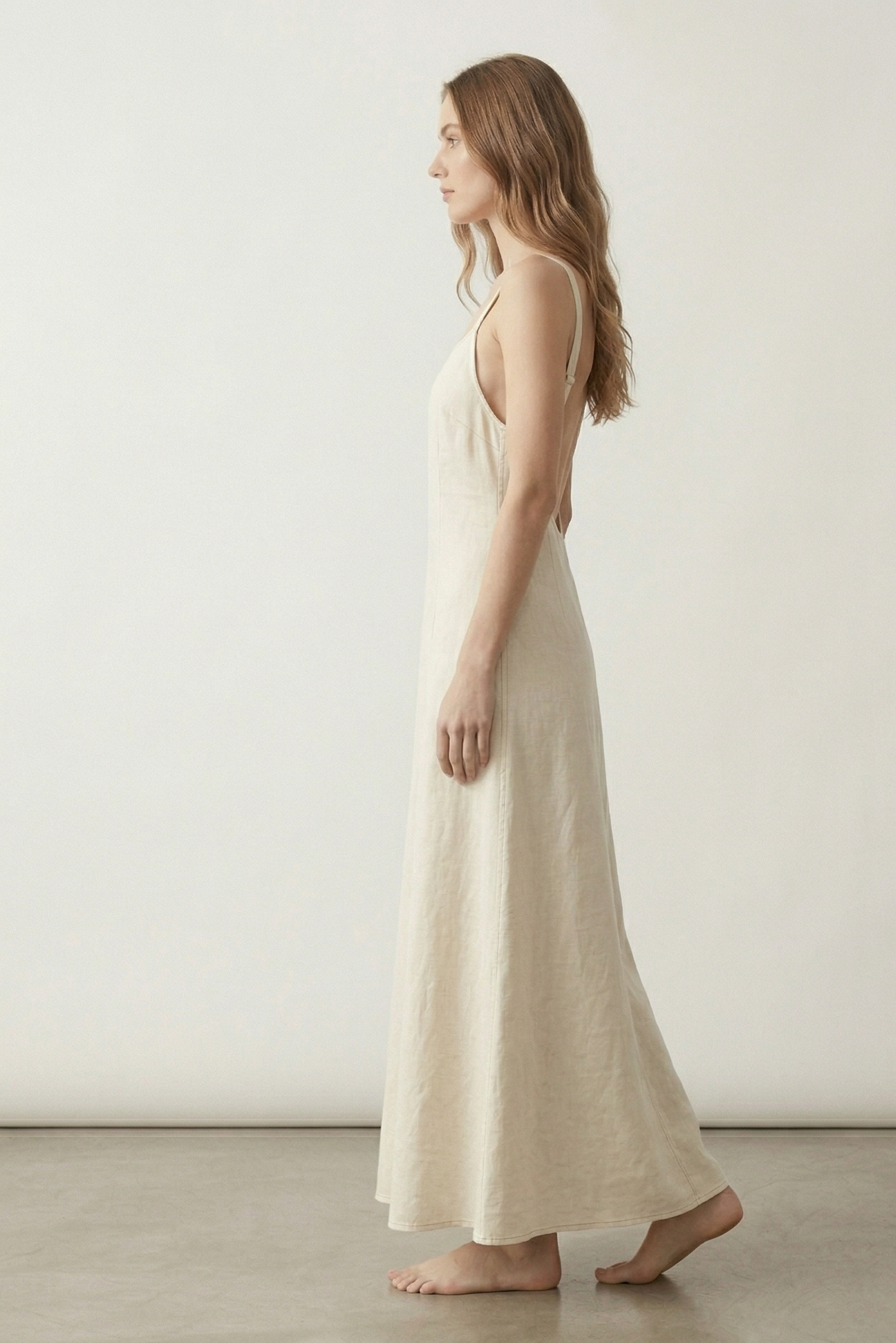 Ivory Linen Maxi Dress