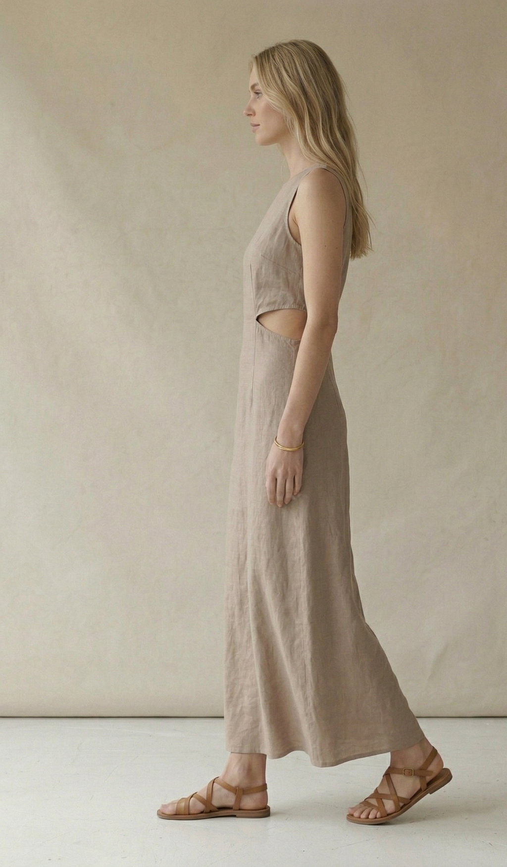 Natural Linen Maxi Dress