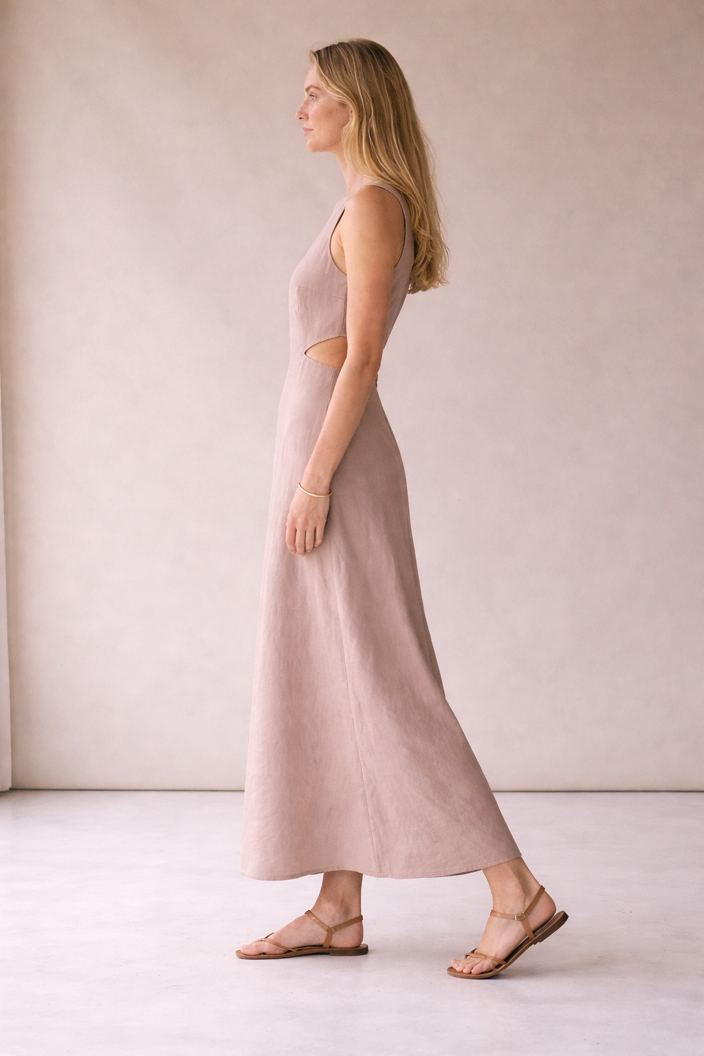 Pink Linen Maxi Dress