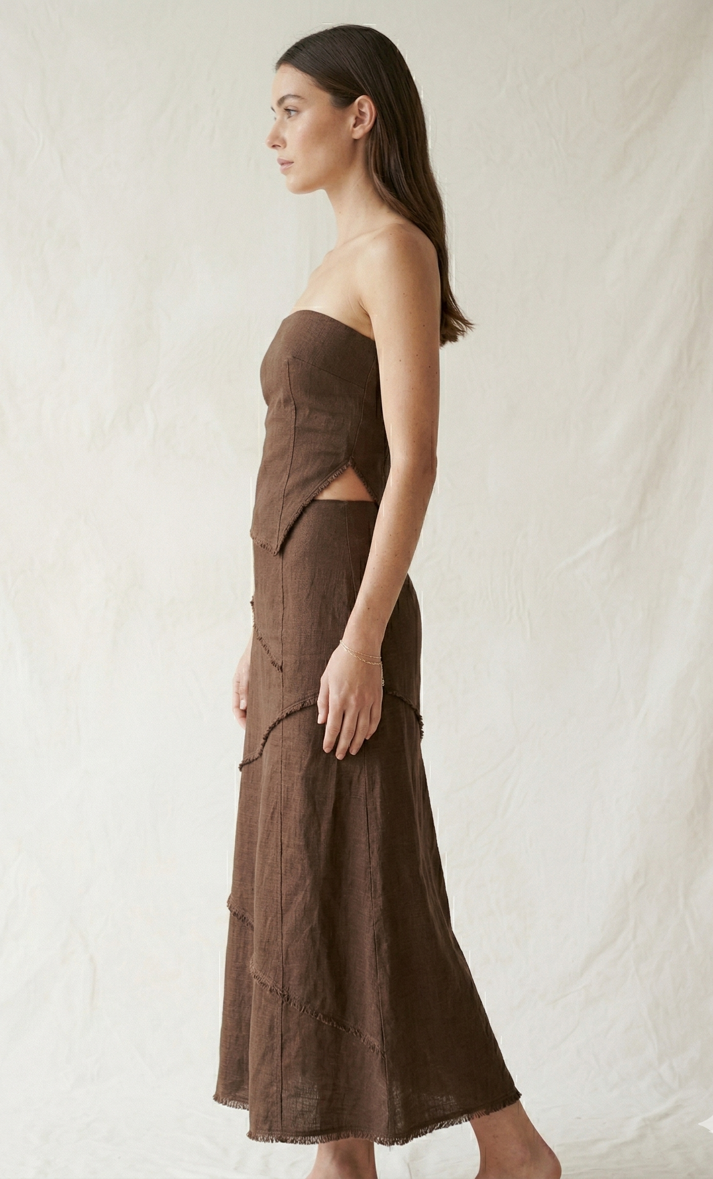 Chocolate Brown Linen Maxi Dress