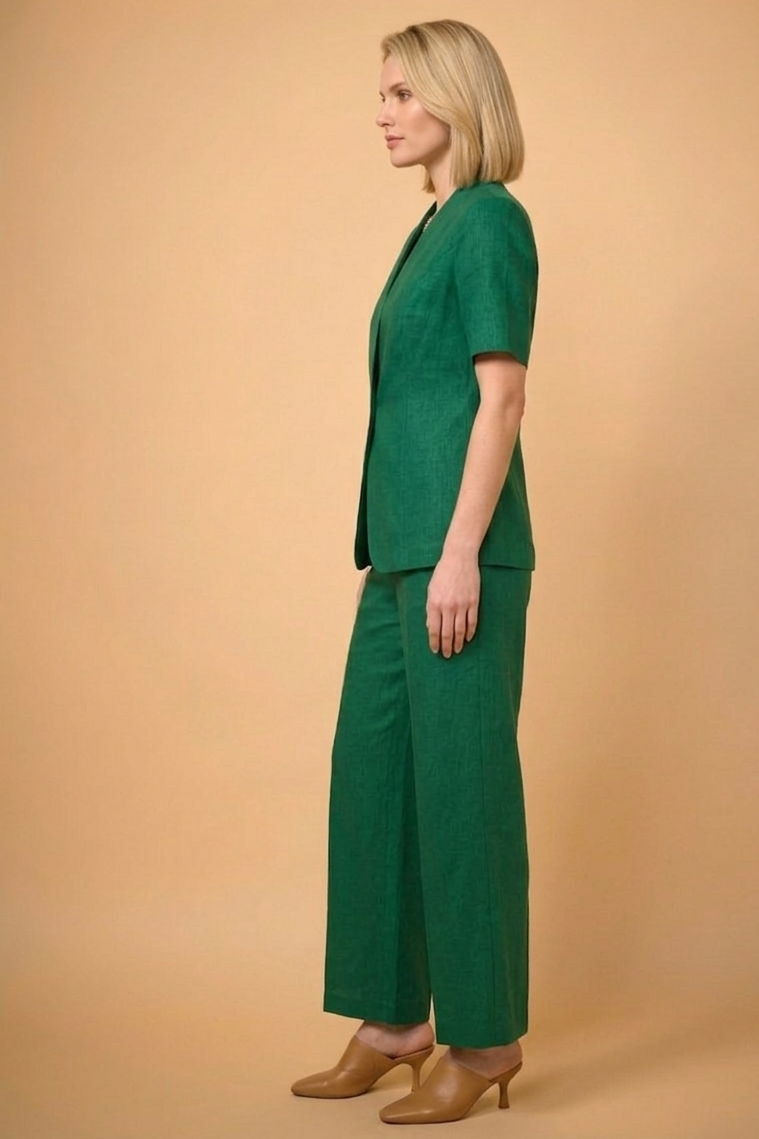 Emerald Green Linen Co-Ord Set for Women