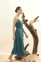 Teal Linen Wrap Dress