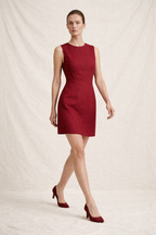 Burgundy Linen Mini Dress