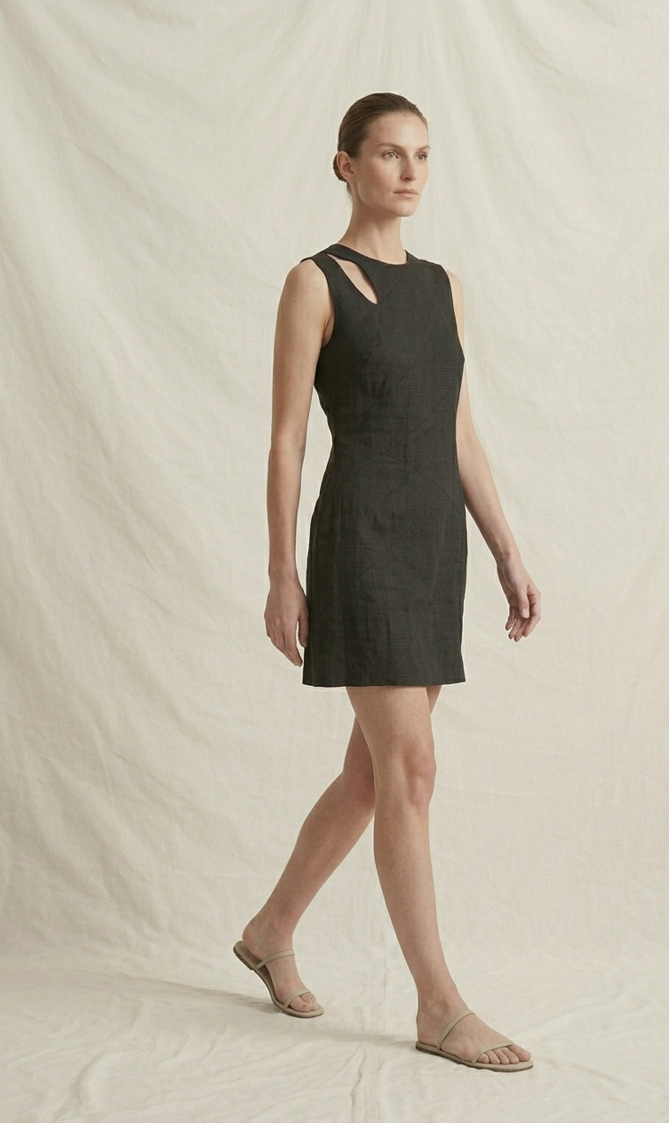 Black Linen Mini Dress