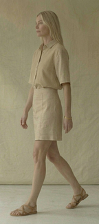 Beige Linen Shirt & Mini Skirt Set